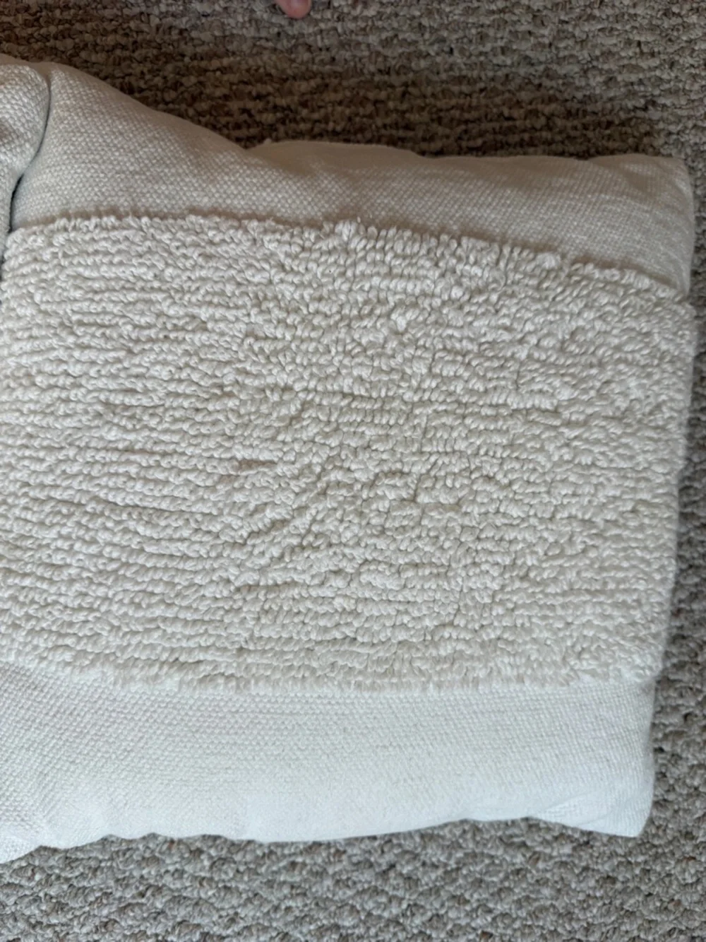 Neutral Cream Decorative Throw Pillow with Textured Center